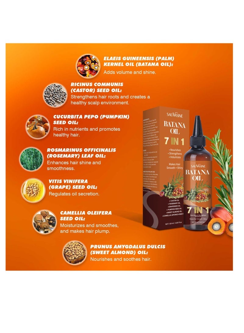 سوفازين زيت باتانا لنمو الشعر، زيت شعر 7 في 1 للنساء والرجال مع زيت إكليل الجبل والخروع وبذور اليقطين، يمنع الجفاف والتساقط لجميع أنواع الشعر 120ml/4 أونصة سائلة - Image 3