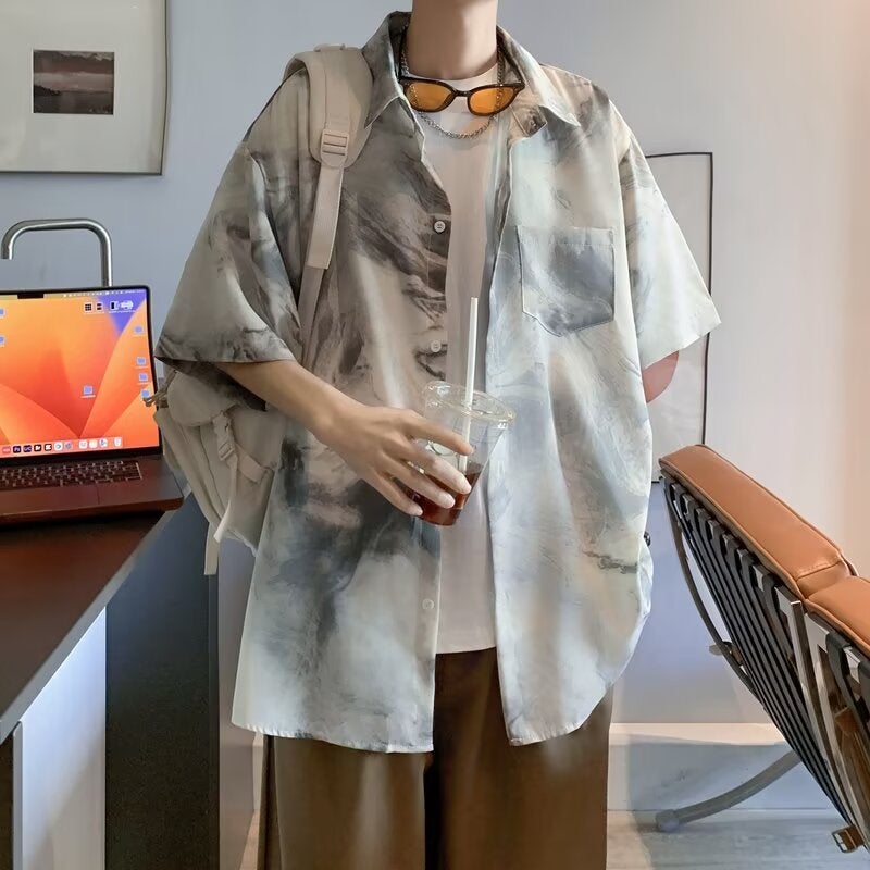قميص قصير الأكمام بتصميم مريح وأنيق للرجال في الصيف بأحجام كبيرة - Image 4