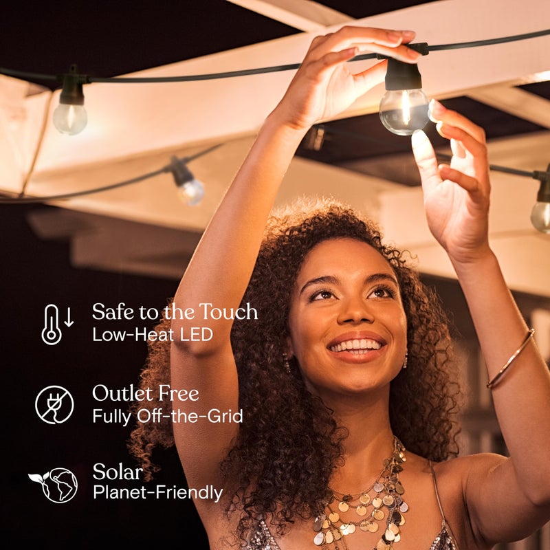 Brightech Ambience Pro - Waterproof Solar LED Outdoor String Lights – 1W Retro Edison Globe Bulbs - 27 Ft Bistro Lights Create Cafe Ambience in Your Yard, Pergola - Soft White - Image 5