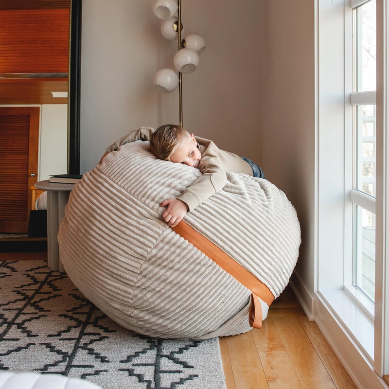 Big Joe Fuf 4Ft Foam Bean Bag Chair with Removable Cover for Kids, Teens, Vanilla Latte, Corded Plush, 4 Foot Large Reading and Gaming Seat - Image 3