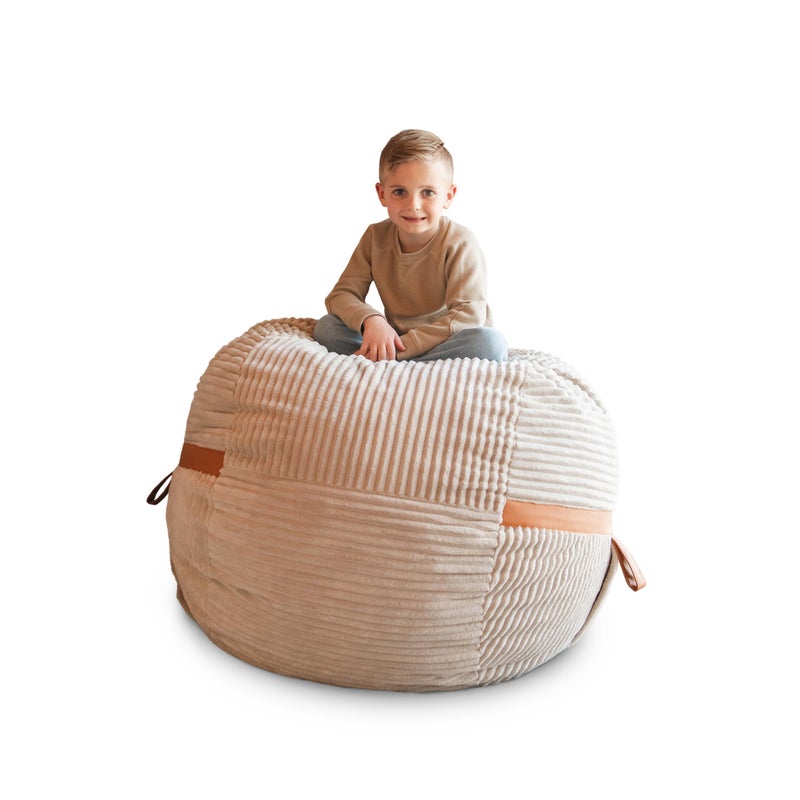 Big Joe Fuf 4Ft Foam Bean Bag Chair with Removable Cover for Kids, Teens, Vanilla Latte, Corded Plush, 4 Foot Large Reading and Gaming Seat - Image 1