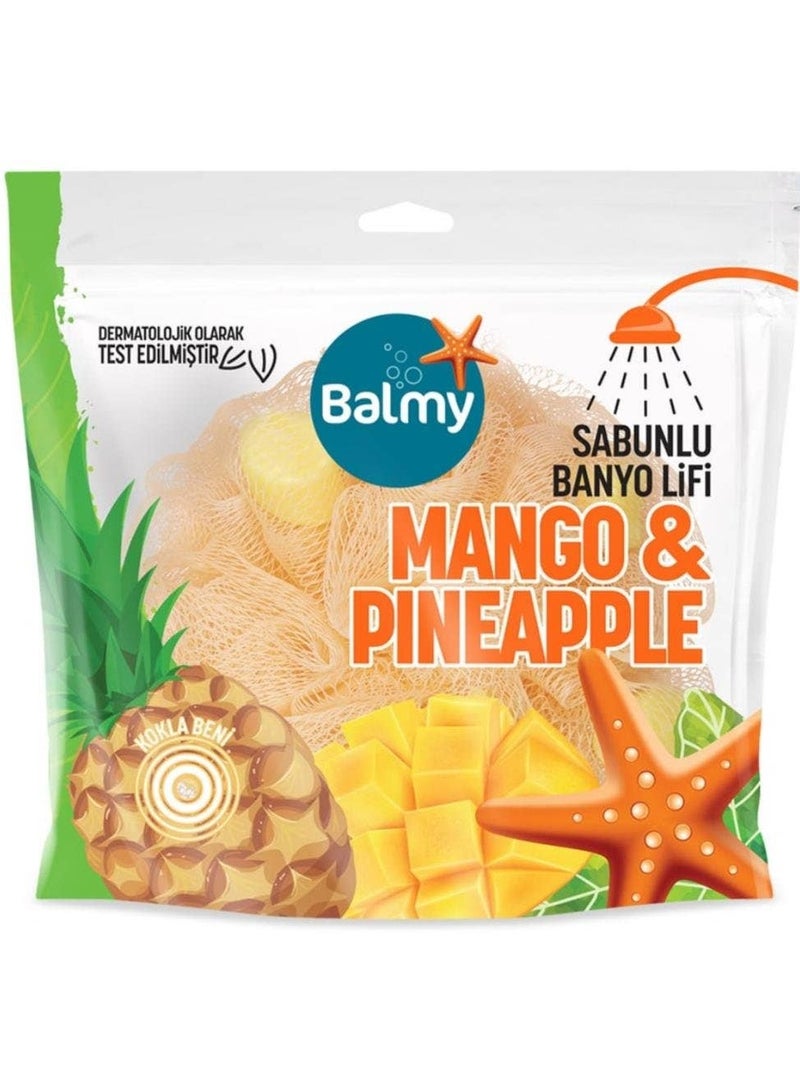 Balmy Bath Pouf With Mango & Pineapple Soap - Image 1