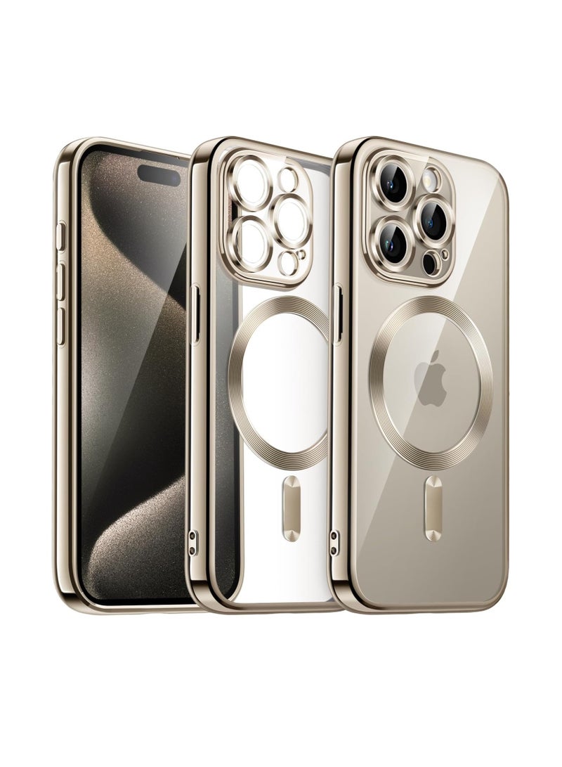 Magsafe Case For Iphone 15 Pro 6.1 Wireless Charging Silicone Clear Case Cover Natural Titanium - Image 1