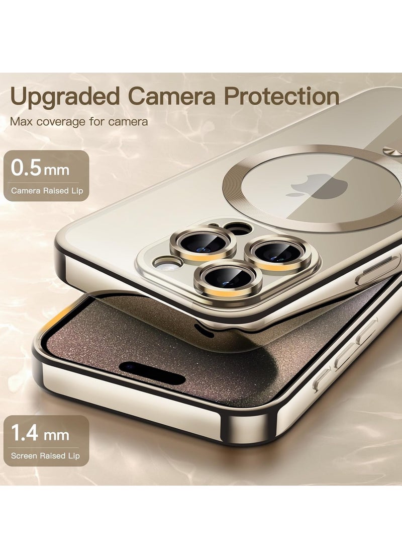Magsafe Case For Iphone 15 Pro 6.1 Wireless Charging Silicone Clear Case Cover Natural Titanium - Image 4