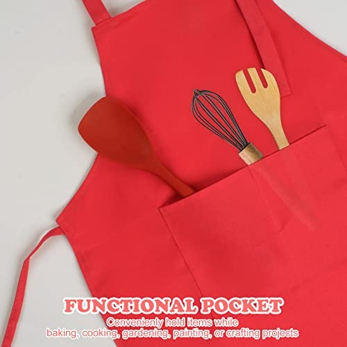 SINLAND Kids Apron with Pocket 2 Pack Adjustable Children Chef Apron for Cooking Baking Painting (M: 6-12 Years) - Image 3