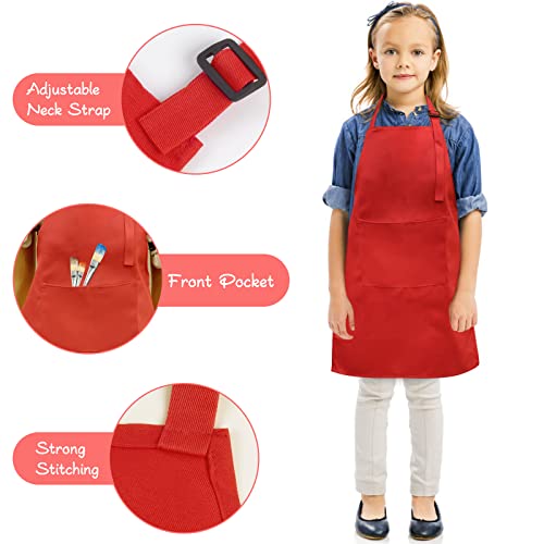 SINLAND Kids Apron with Pocket 2 Pack Adjustable Children Chef Apron for Cooking Baking Painting (M: 6-12 Years) - Image 2