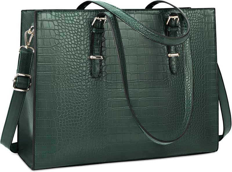 Lubardy Laptop Bag for Women 15.6 inch Laptop Tote Bag Leather Classy Computer Briefcase - Image 1