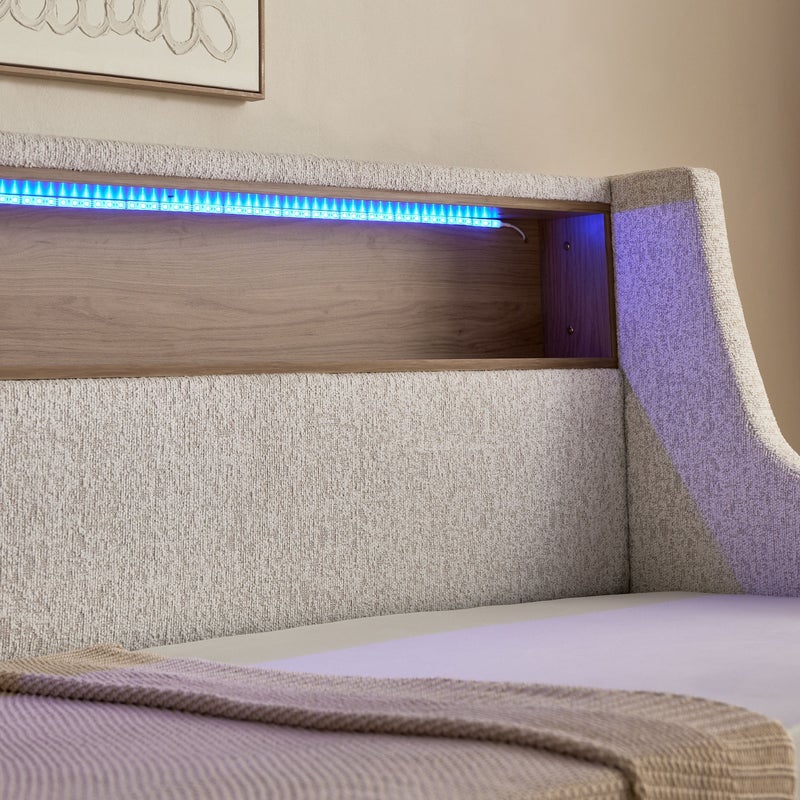 Home Box Java Calabro Smart Upholstered Single Day Bed with 2-Drawers - 90x200 cm - Image 4