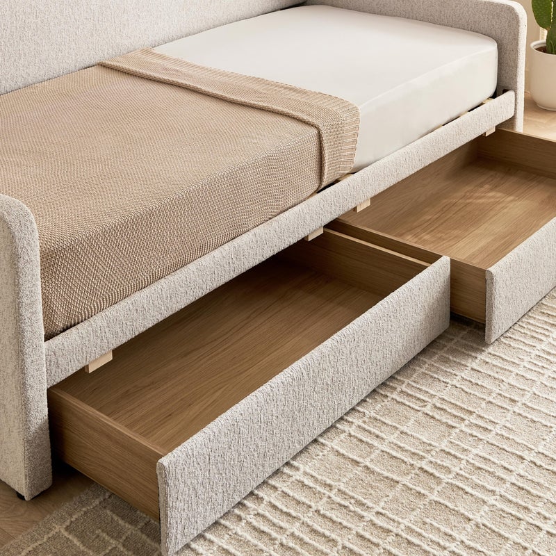 Home Box Java Calabro Smart Upholstered Single Day Bed with 2-Drawers - 90x200 cm - Image 3