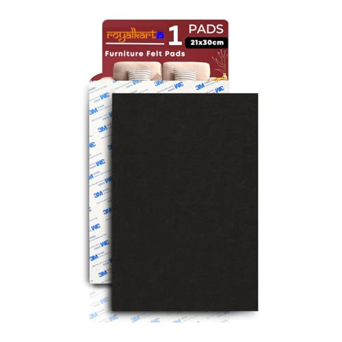 Royalkart® Furniture Felt Pad Sheet, 30cmx21cm | Anti-Slip Strong Adhesive Cuttable Furniture Pads | Noise Reduction Floor Protector for Hardwood Floors, Tiles, Chair, Dining Tables (Grey- Pack of 1) - Image 1
