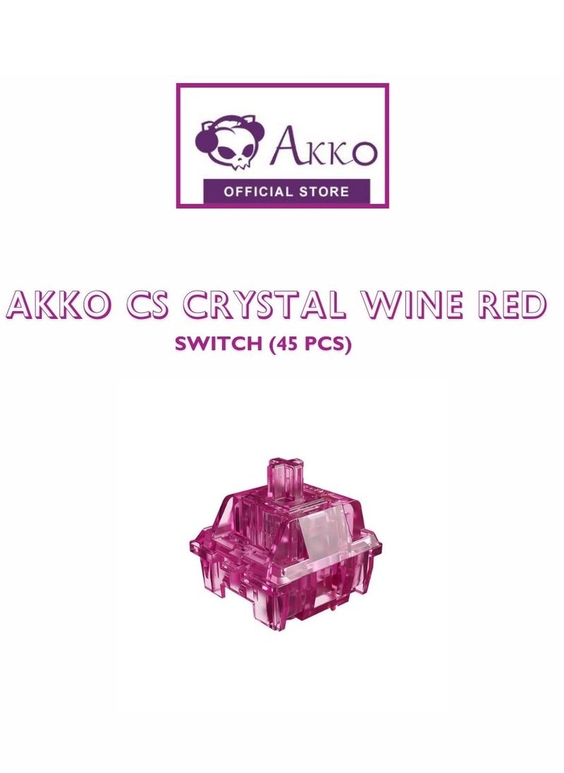 AKKO - Akko Keyboard Switches, CS Crystal Wine Red Switches Plate Mounted Compatible for Mechanical Keyboard, 3 Pin 45gf Key Switches (45pcs) - Image 1