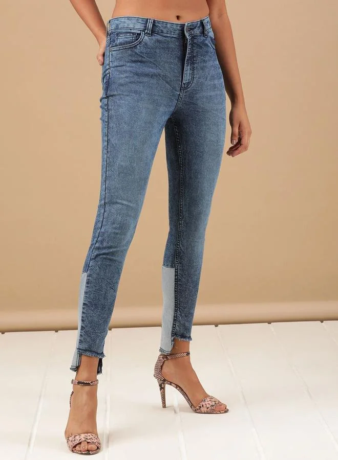 مرفوعة Freehand Women Blue Slim Fit Solid Jeans