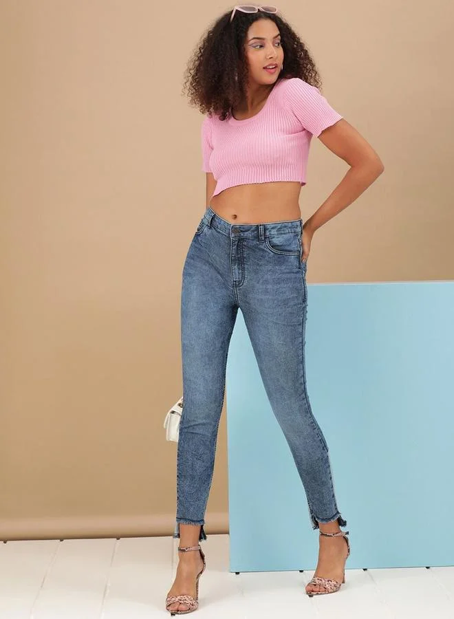 Freehand  Freehand Women Blue Slim Fit Solid Jeans for Women | Best Price UAE