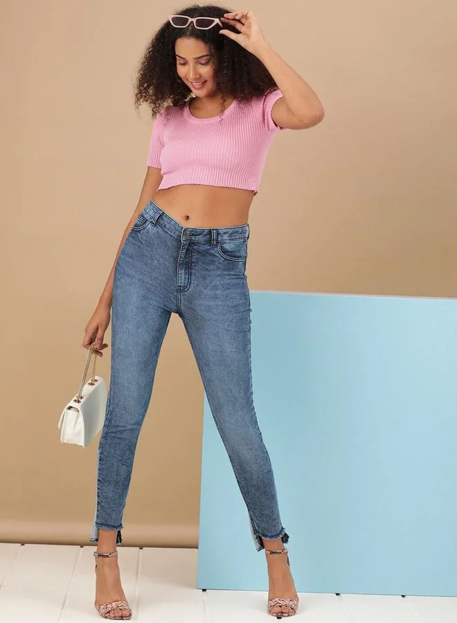 Freehand  Freehand Women Blue Slim Fit Solid Jeans for Women | Best Price UAE