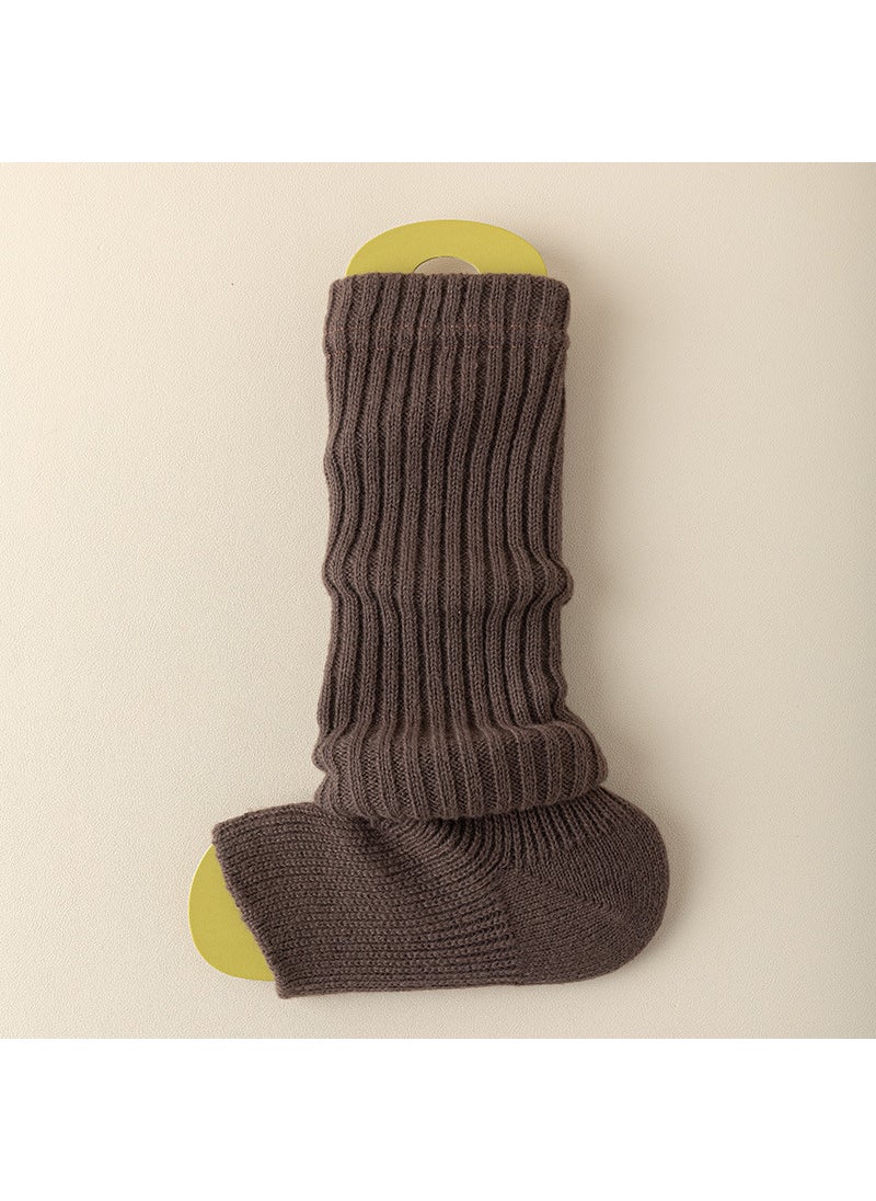 Generic - Y2K Knit Leg Warmers Womens Fuzzy Thigh High Winter Socks Coffee - Image 1