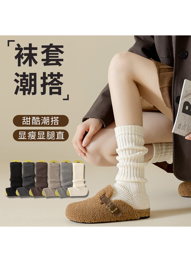 Generic - Y2K Knit Leg Warmers Womens Fuzzy Thigh High Winter Socks Coffee - Image 1