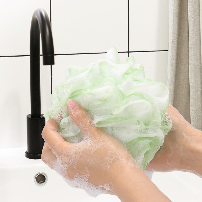 Tbestmax 4 Pack Bath Sponge Pouf Shower Loofah Body Scrubber Exfoliator, 60g/Piece - 4 Colors - Image 4