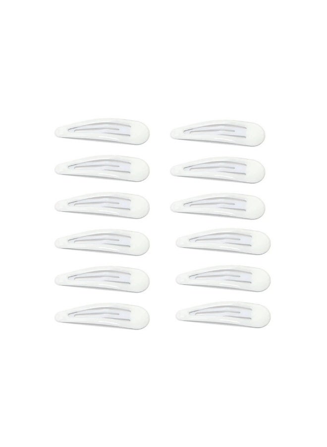 Fancy White Fashionable Tik Tak Hair Clips For Ladies- 12pcs