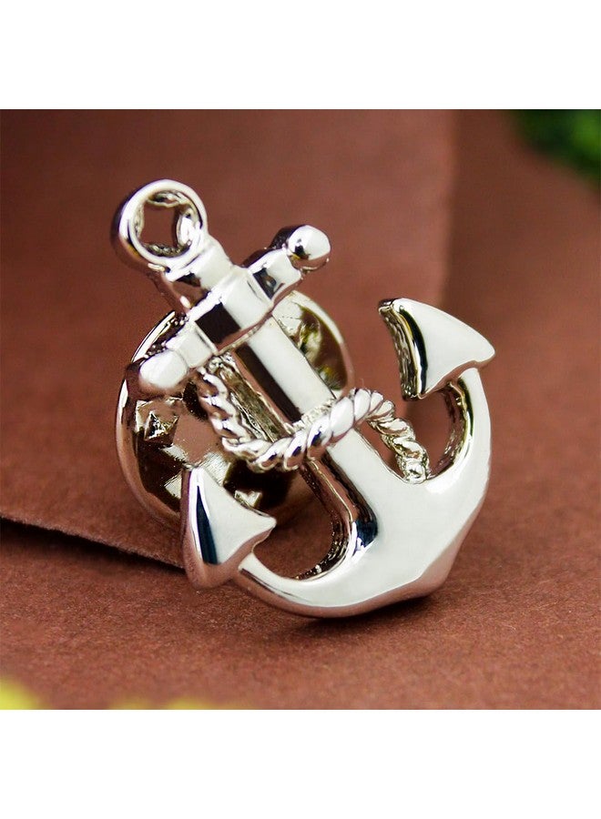 Peluche Anchor Silver Rhodium Plated Lapel/Brooch Pin for Men - Image 2