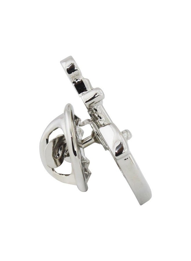 Peluche Anchor Silver Rhodium Plated Lapel/Brooch Pin for Men - Image 4