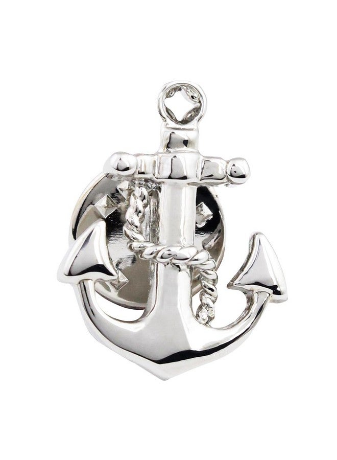 Peluche Anchor Silver Rhodium Plated Lapel/Brooch Pin for Men - Image 1