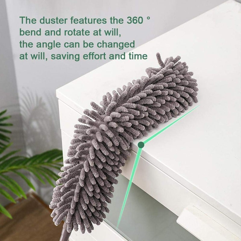 Ti Amo Fashion Hub Foldable Fan Cleaning Duster Flexible Foldable Microfiber Duster Brush Fan Duster for car Home Interior Multipurpose Cleaning moveable Brush with Long Rod Multi Color 1 PIs - Image 3