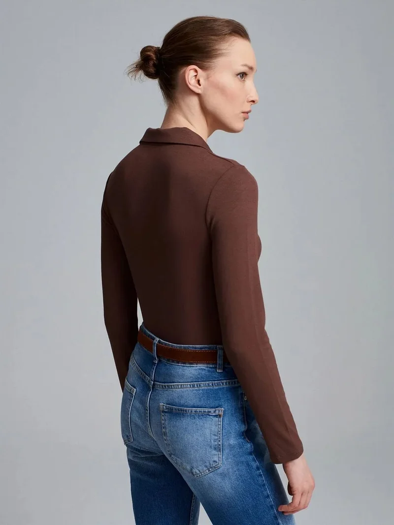 ديلفين DILVIN Women’s Slim-fit Polo Blouse