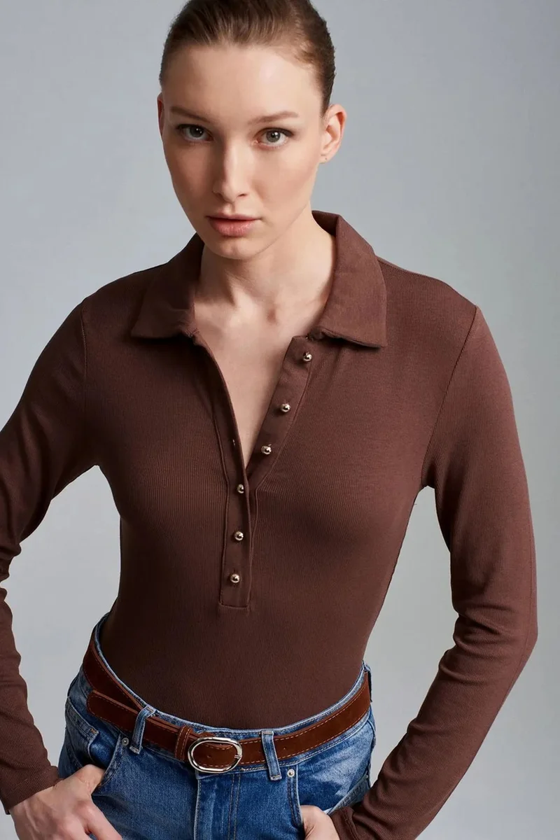DILVIN Women’s Slim-fit Polo Blouse