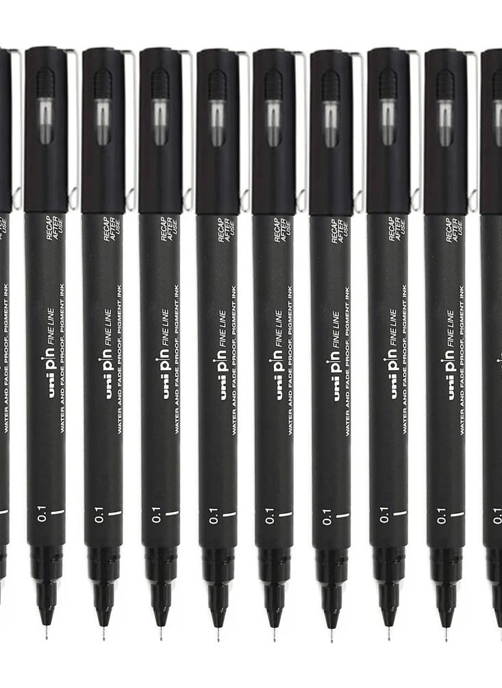 Uni Pin Uni-Ball 200 Pin Fineliner Pen Thin Black (0.1mm) [Box 12]  - Image 1