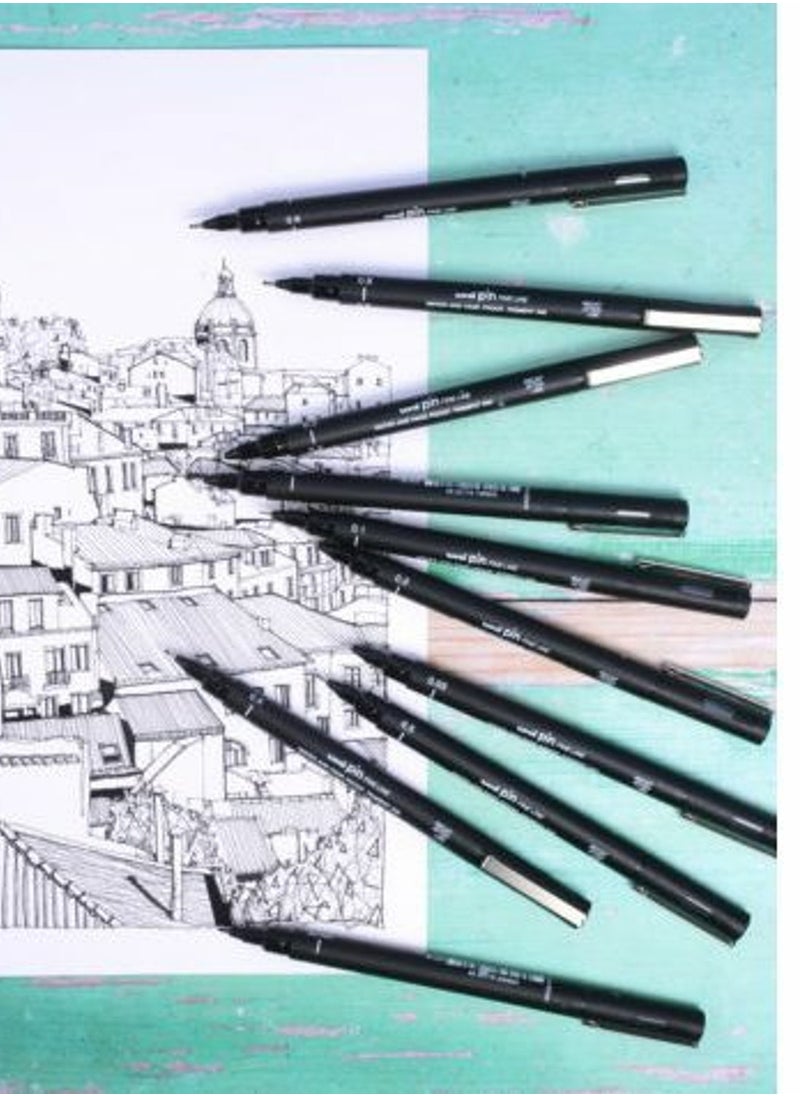 Uni Pin Uni-Ball 200 Pin Fineliner Pen Thin Black (0.1mm) [Box 12]  - Image 2