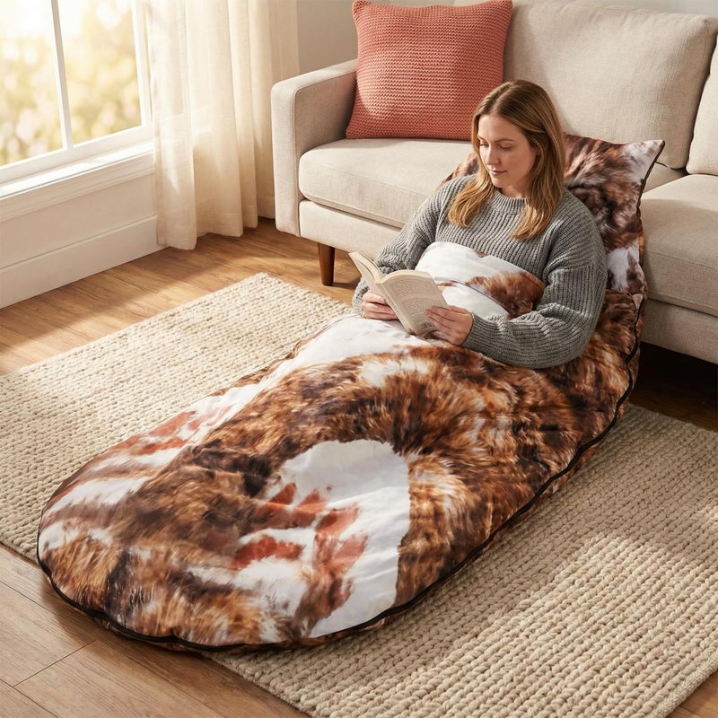 Plush Cat Envelope Sleeping Bag 69x31.5 Inch for Camping Washable Soft Warm Blanket Lounge - Image 3
