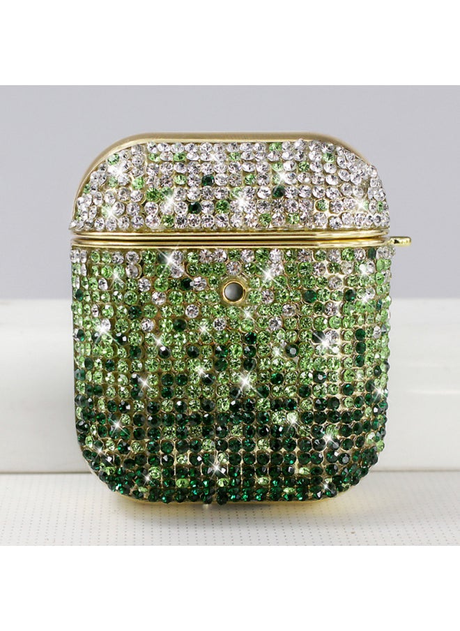 Generic - For Apple Airpods Pro2 Earphone Case Airpods3 Bluetooth Headset Protective Case Three Generation Rhinestone Case-Color:Green-Applicable Model:Airpods Pro/Airpods Pro2 - Image 1