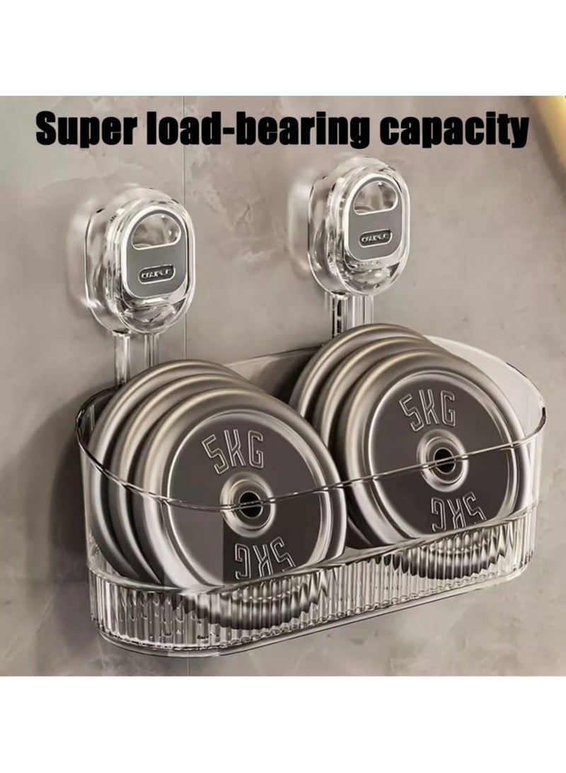 No-Drill Bathroom Suction Storage Box, Suction Cup Storage Rack, Powerful Suction Storage Box, Large Capacity Strong Load-Bearing Shower Caddy for Bathroom Organizers and Storage Transparent - Image 3