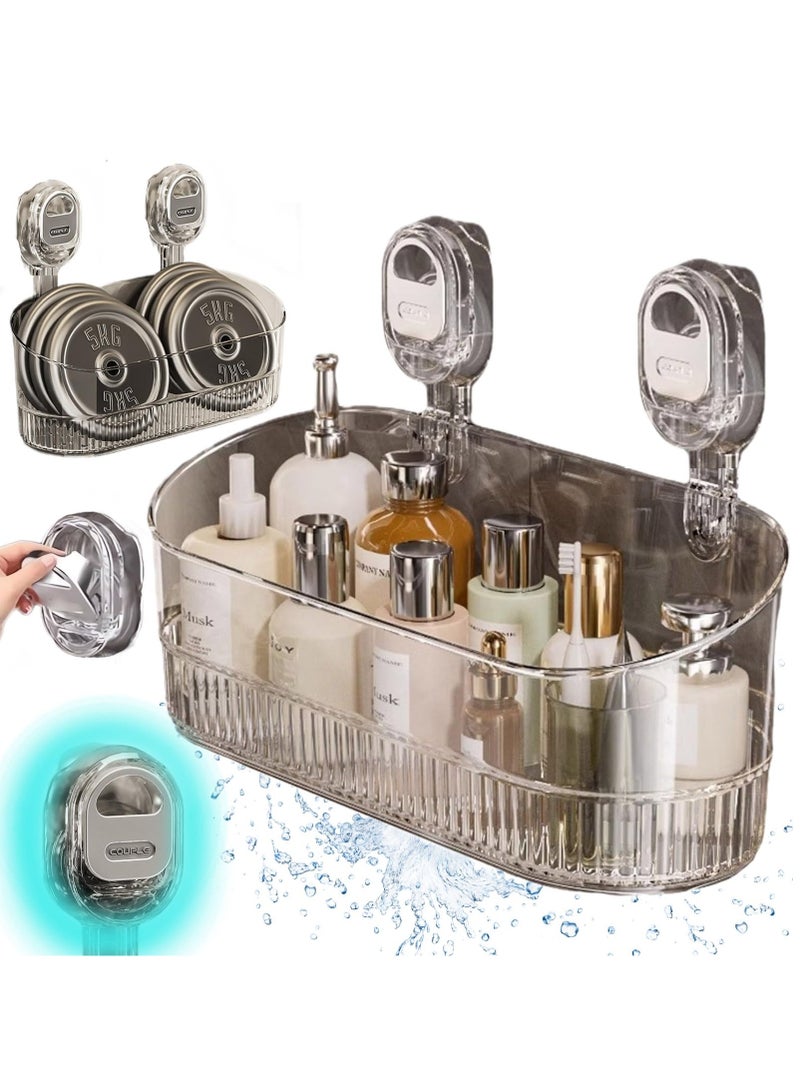 No-Drill Bathroom Suction Storage Box, Suction Cup Storage Rack, Powerful Suction Storage Box, Large Capacity Strong Load-Bearing Shower Caddy for Bathroom Organizers and Storage Transparent - Image 1