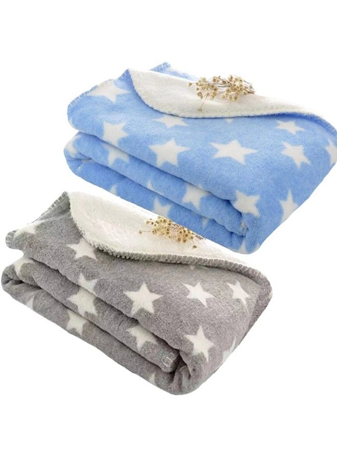 Brandonn Wool Baby Blanket Combo Pack All Season (Blue Grey)Pack Of 2 - Image 2