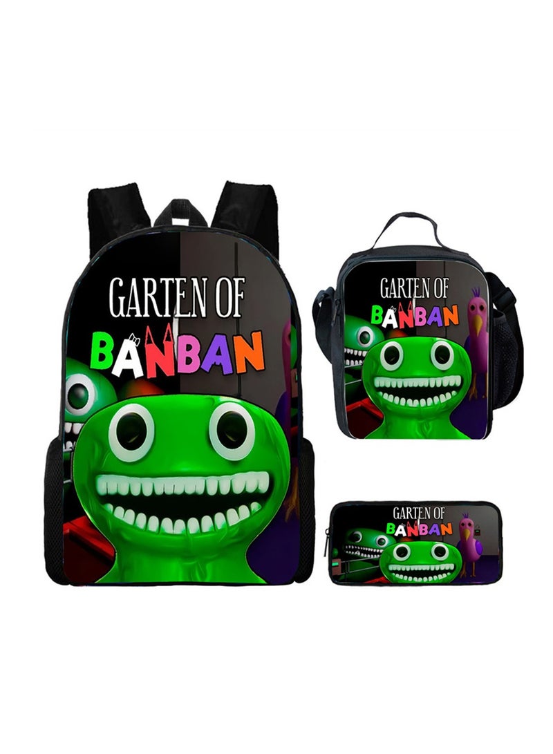 Garten of banban Children Backpack Daypack Schoolbag Teen Boys School Book bag with Lunch Box Pen Case 3 in 1