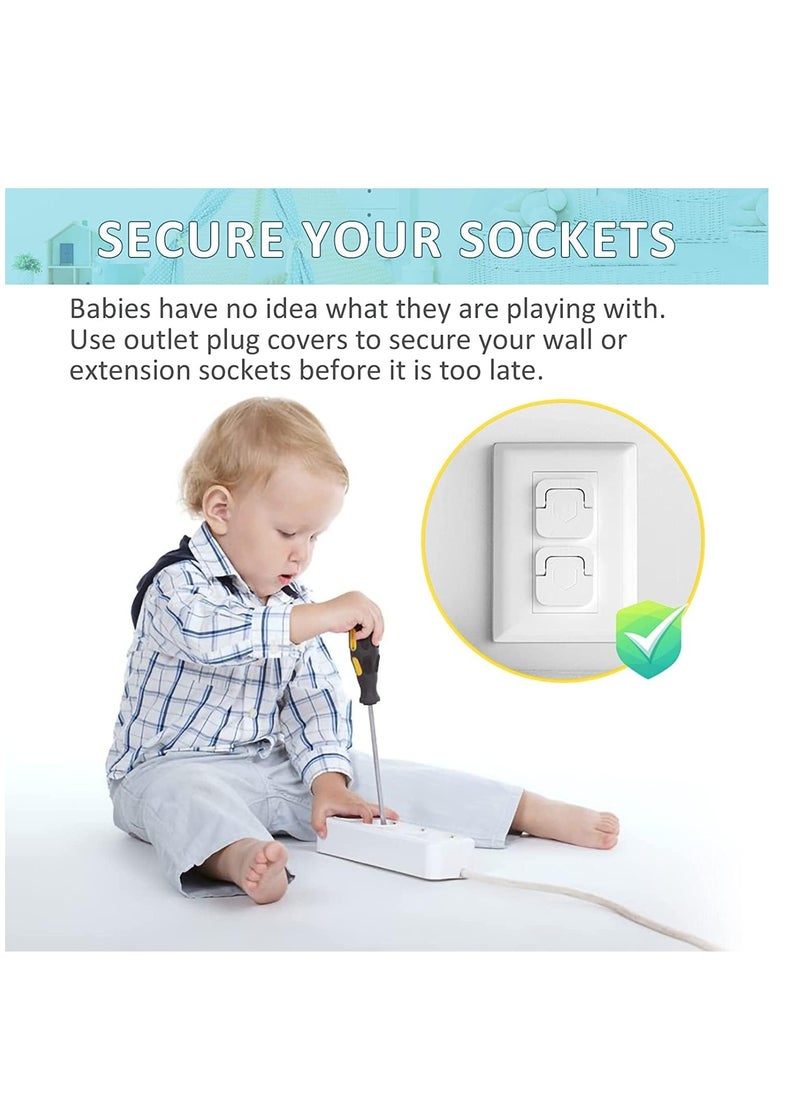 Gonice Gonice Socket Plug Covers 40 Pcs, With Handle, Baby Safety Socket Cover, Baby Protective Plug Cover 3 Holes, Kids Baby Home and School Child Protective Power Outlet Protector, Dustproof  - Image 2