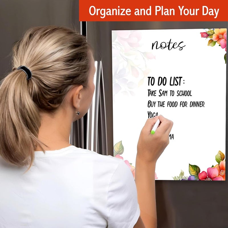 Rousrie Magnetic White Board Fridge Magnet with Marker for Multipurpose Uses Weekly Meal Planner, Making to Do List (Design 5) - Image 2