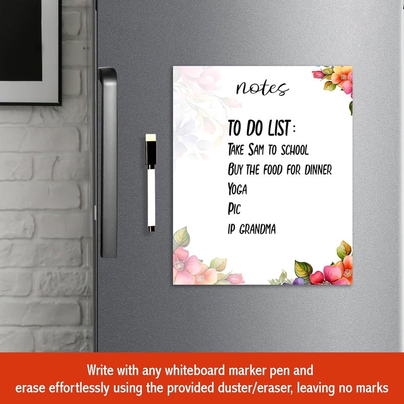 Rousrie Magnetic White Board Fridge Magnet with Marker for Multipurpose Uses Weekly Meal Planner, Making to Do List (Design 5) - Image 3