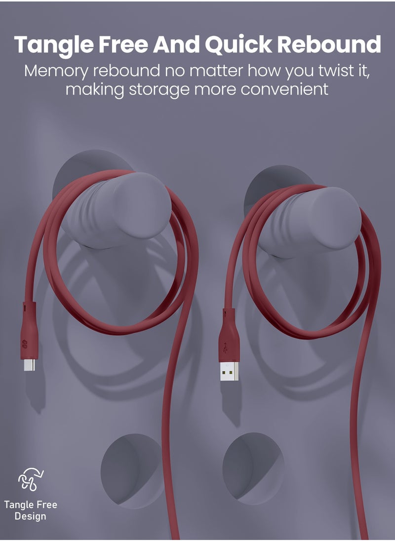 Moxedo - Moxedo CavoX Pro USB-A to Lightning Silicone Cable 2.4A Fast Charge and Data Sync Compatible for iPhone 14/14Pro/13/13Pro/12/11/11Pro/11Max/ X/XS/XR/XS Max/8, iPad (Moroon, 1.2m) - Image 1