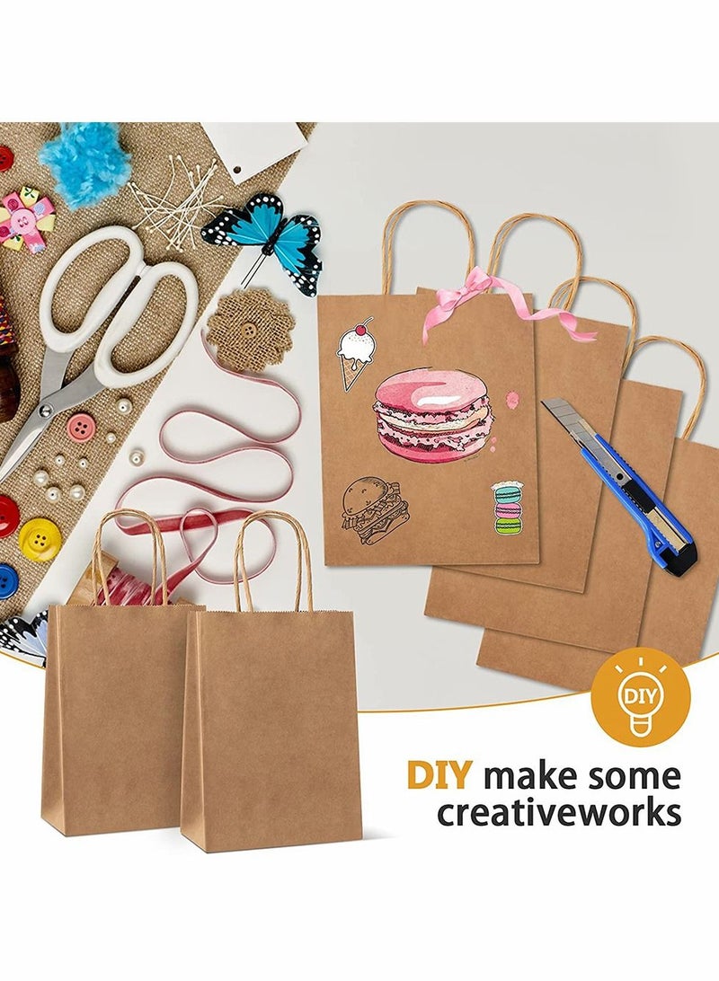 HomarKet 10 Pack Small Plain Natural Paper Gift Bags with Handles Bulk, Kraft Bags for Birthday Party Favors Grocery Retail Shopping Business Goody Craft Bags Cub 21x14x27cm - Image 3