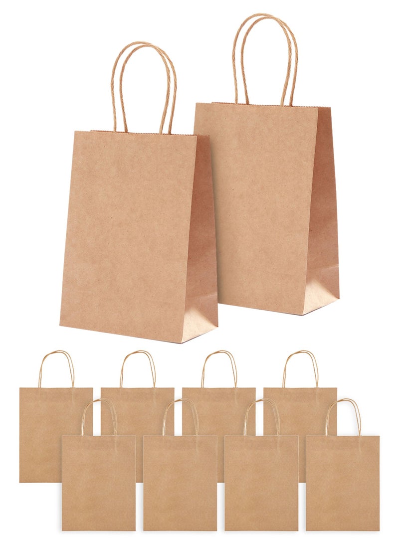 HomarKet 10 Pack Small Plain Natural Paper Gift Bags with Handles Bulk, Kraft Bags for Birthday Party Favors Grocery Retail Shopping Business Goody Craft Bags Cub 21x14x27cm - Image 1