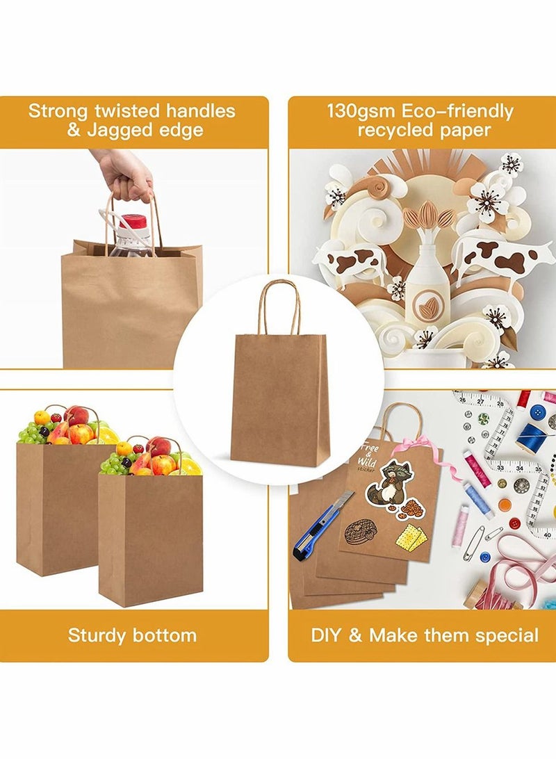 HomarKet 10 Pack Small Plain Natural Paper Gift Bags with Handles Bulk, Kraft Bags for Birthday Party Favors Grocery Retail Shopping Business Goody Craft Bags Cub 21x14x27cm - Image 2