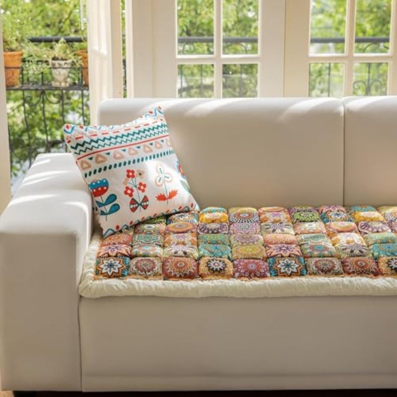 Cotton Sofa Cover, Non Slip Couch Cover for Dogs Washable, Boho Couch Covers for 3 Cushion Couch Sofa Pet Friendly, Pet Couch Covers for Sofa 70 x 180 cm - Image 4