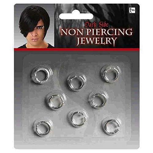 Amscan Non-Piercing Jewelry Costume Accessory - Various Sizes, Silver - 8 Pcs - Image 5