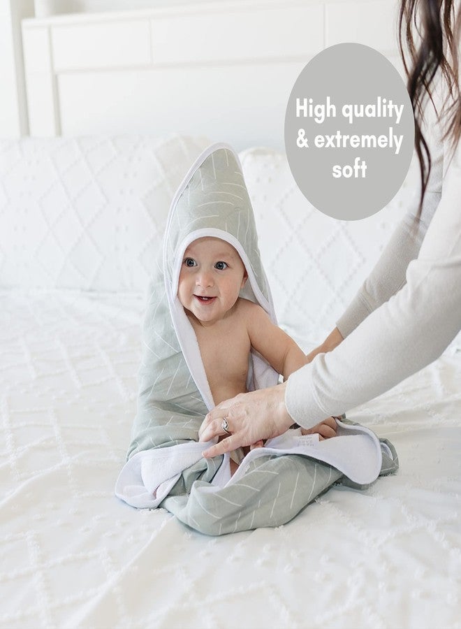 Mebie Baby Muslin Hooded Towel, Desert Sage, Cute Hooded Baby Bath Towel for Newborn, Infant & Toddler, Modern Baby Towels and Washcloths for Boy & Girl, Floral & Pattern Hooded Baby Towels - Image 4