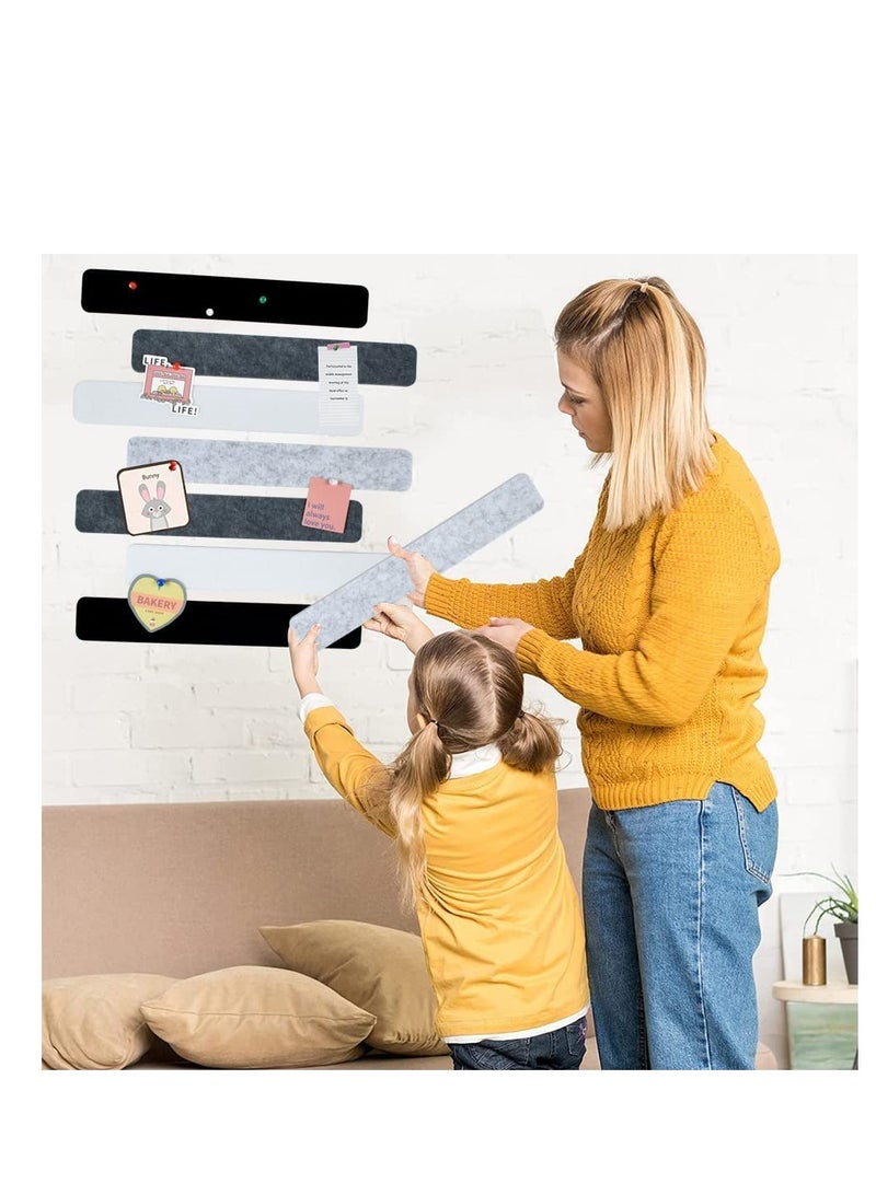 SYOSI 8Pcs Black White Grey Cork Board Bar Strips with 50 Pushpins & Sticky Notes, Self-Adhesive Bulletin Board Strips No Damage for Wall, Felt Pin Board for Paste Notes, Photos, Office Decor  - Image 4