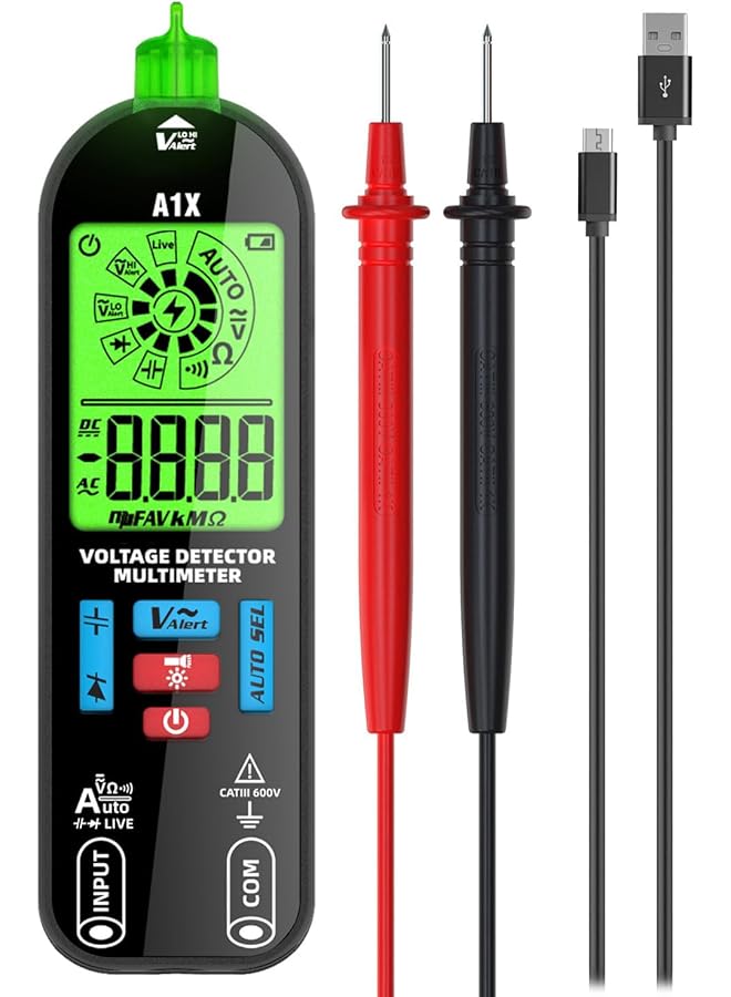 إكسفور جهاز قياس متعدد رقمي ذكي، فولتميتر قابل لإعادة الشحن، ثنائي السعة، مقاومة التيار، الاستمرارية، التردد، التيار المتردد، التيار المستمر، جهاز اختبار الجهد - Image 1