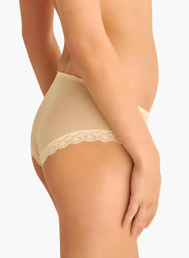 Splash FAV Floral Textured Brief with Lace and Bow Detail