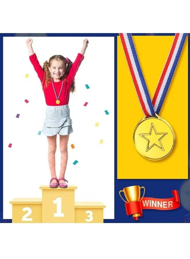 30-Piece Kids Plastic Winner Medals with Ribbon, Winner Award Medals for Kids Sports Awards, Games Competitions, Prizes, Party Favors and Decorations (Gold) - Image 5